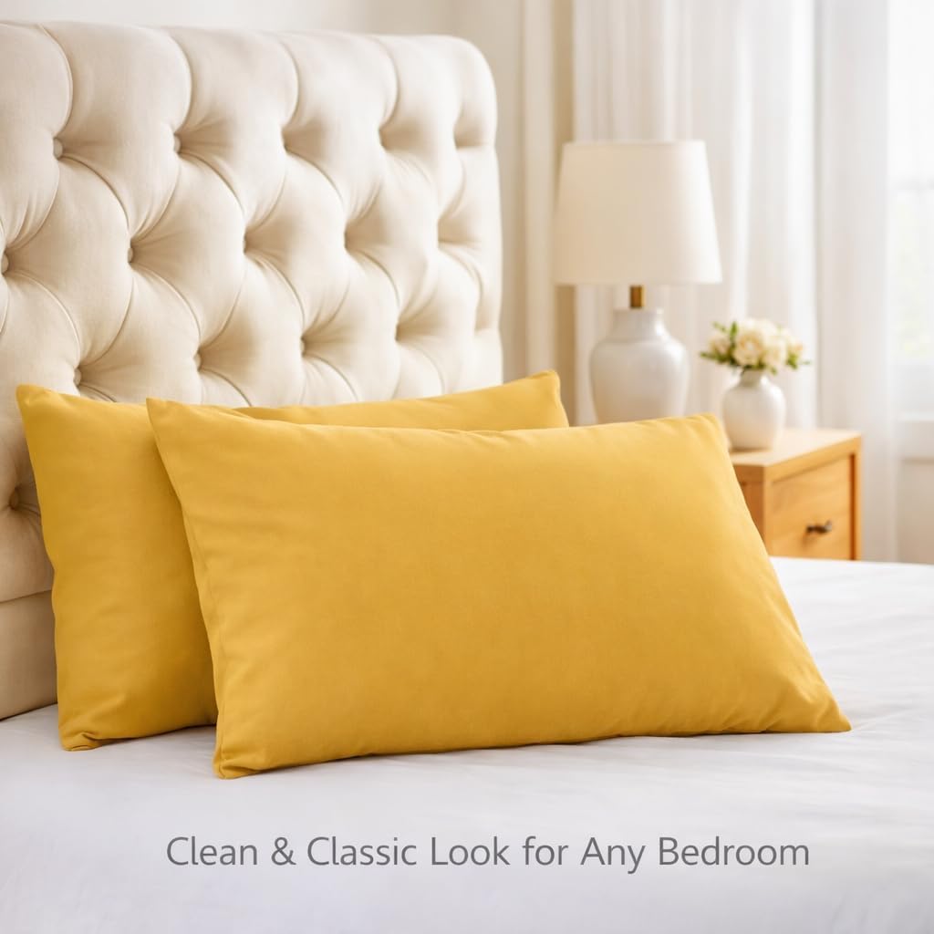 Ultra Soft Brushed Microfiber Standard Size 20"x30" Pillowcases Pair Set of 2 with Envelope Closure (Spicy Mustard, 20"x30" Standard)