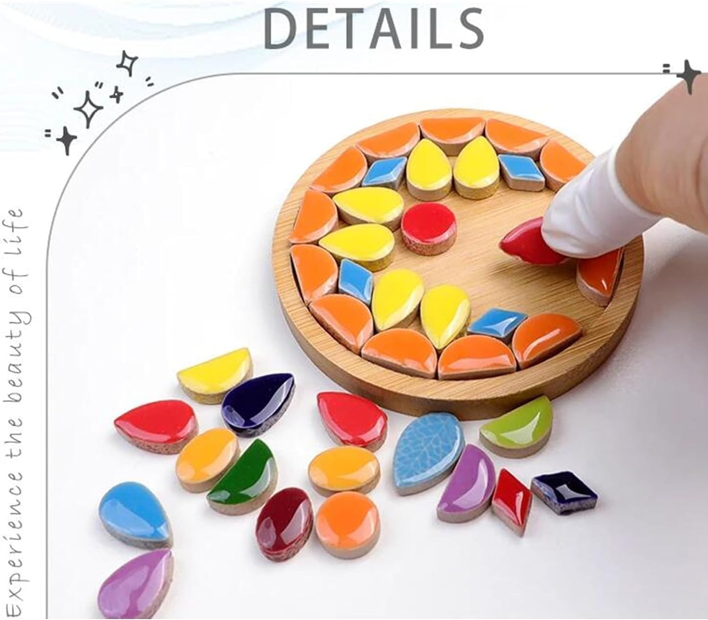 1.1lb Raindrops Ceramics Mosaic Tiles for DIY Crafts Home Decoration, 0.47"x 0.75" DIY Mosaic Tile Kits for Craft Plates Flowerpots Vases Cups Mosaic Making Supplies Art Projects (Deel Blue)