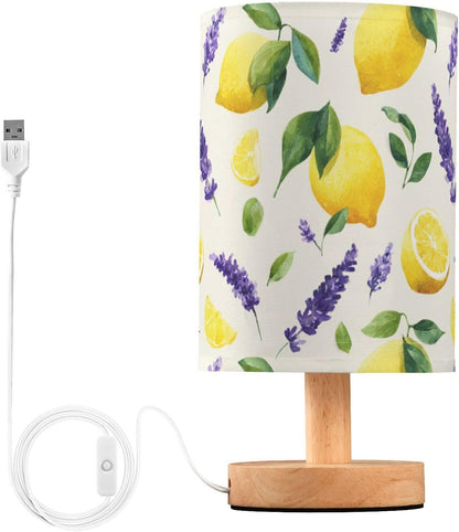 Bedside Table Lamp Lemon Yellow Citrus Fruits (71) Kids Nightstand Lamp Night Light Fabric Shade for Bedroom Living Room Home Office