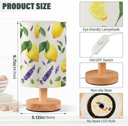 Bedside Table Lamp Lemon Yellow Citrus Fruits (71) Kids Nightstand Lamp Night Light Fabric Shade for Bedroom Living Room Home Office