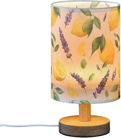 Bedside Table Lamp Lemon Yellow Citrus Fruits (71) Kids Nightstand Lamp Night Light Fabric Shade for Bedroom Living Room Home Office
