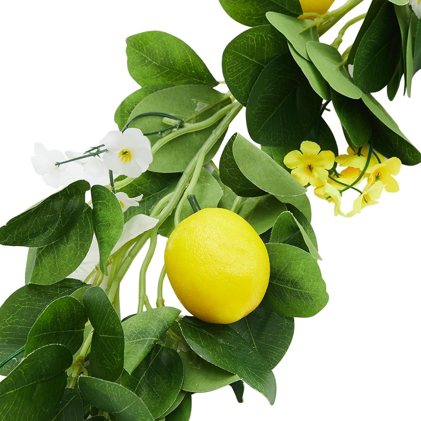 3 Pcs 6.56 ft Artificial Lemon Garland, Spring Summer Greenery Vines Garland with Lemons, Flowers & Green Leaves, Decorative Fake Fruit Vines for Wedding Wall Mantle Table Home Party Decor