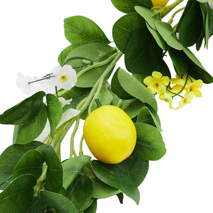 3 Pcs 6.56 ft Artificial Lemon Garland, Spring Summer Greenery Vines Garland with Lemons, Flowers & Green Leaves, Decorative Fake Fruit Vines for Wedding Wall Mantle Table Home Party Decor