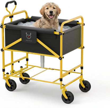 Foldable Dog Bath Cart for Dirty Outdoor Dog and Cat | Adjustable Height pet Bath Cart for Small and Medium Dogs(5-55 lbs)and Cat,No Need to Carry Your Muddy Pup Home