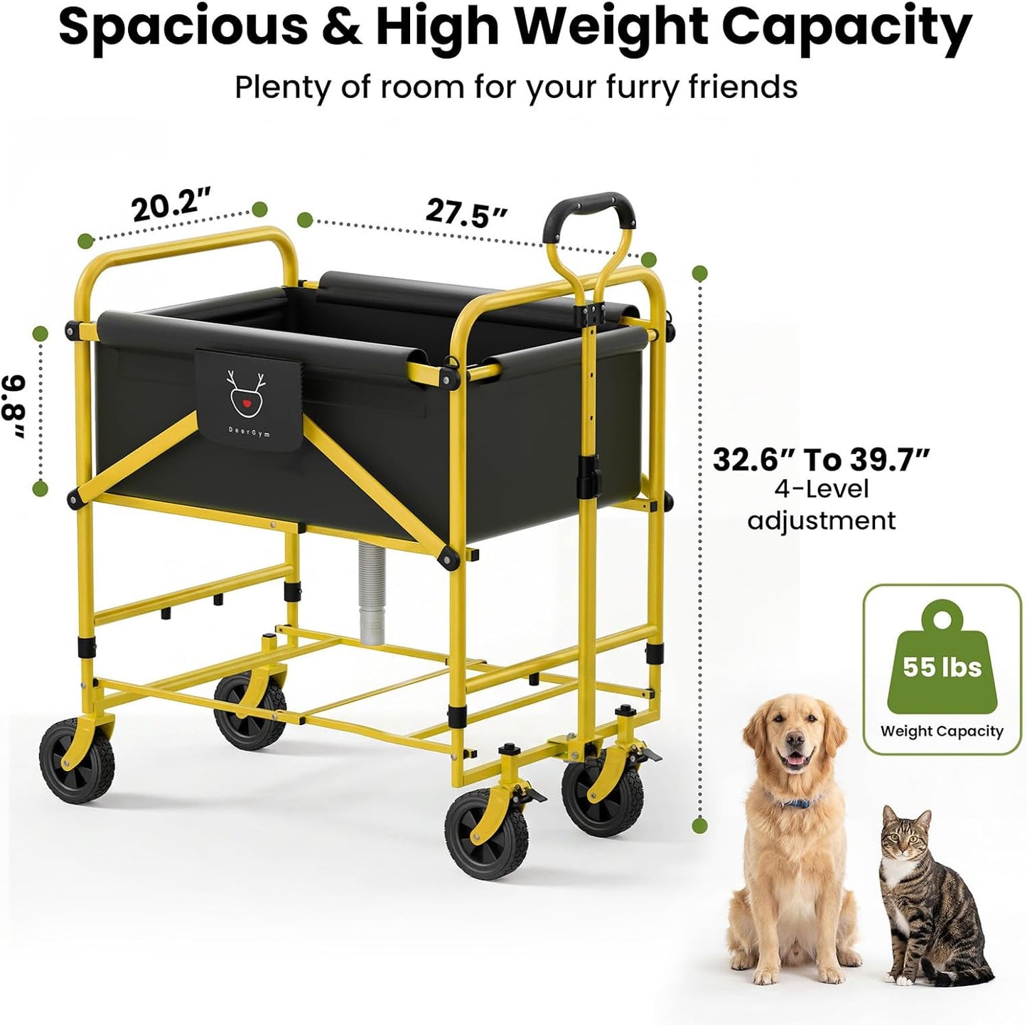 Foldable Dog Bath Cart for Dirty Outdoor Dog and Cat | Adjustable Height pet Bath Cart for Small and Medium Dogs(5-55 lbs)and Cat,No Need to Carry Your Muddy Pup Home