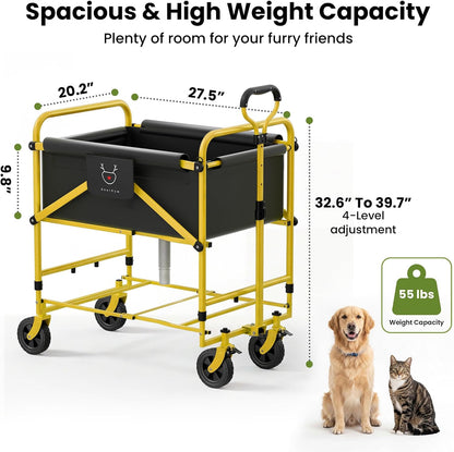 Foldable Dog Bath Cart for Dirty Outdoor Dog and Cat | Adjustable Height pet Bath Cart for Small and Medium Dogs(5-55 lbs)and Cat,No Need to Carry Your Muddy Pup Home