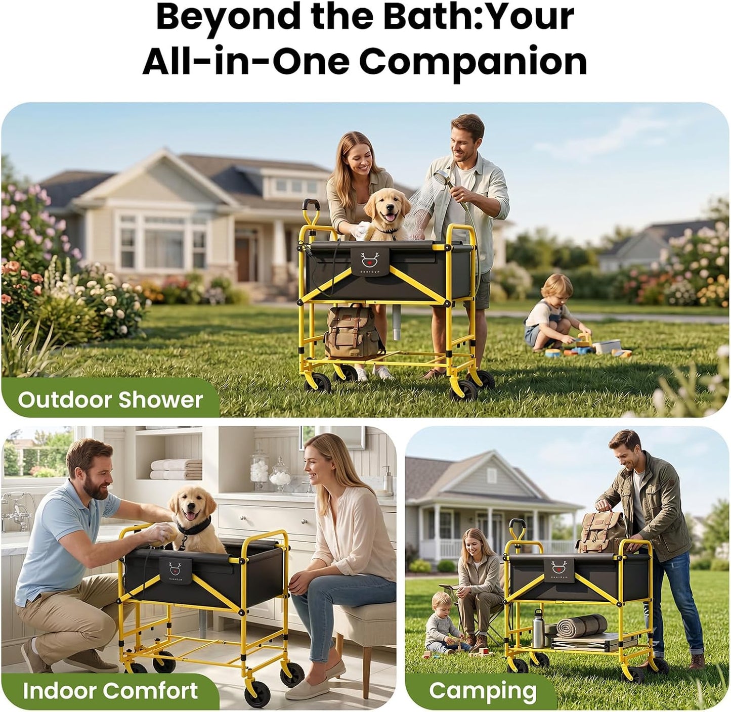 Foldable Dog Bath Cart for Dirty Outdoor Dog and Cat | Adjustable Height pet Bath Cart for Small and Medium Dogs(5-55 lbs)and Cat,No Need to Carry Your Muddy Pup Home