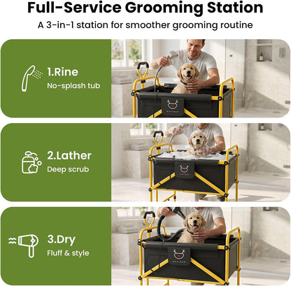 Foldable Dog Bath Cart for Dirty Outdoor Dog and Cat | Adjustable Height pet Bath Cart for Small and Medium Dogs(5-55 lbs)and Cat,No Need to Carry Your Muddy Pup Home