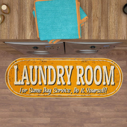 20" x 59" Oval Laundry Room Rug - Non-Slip Mat for Laundry & Mudroom - Durable, Stain-Resistant, and Easy to Clean Perfect for High-Traffic Areas - Runner Rug for Entryway Bathroom, Yellow