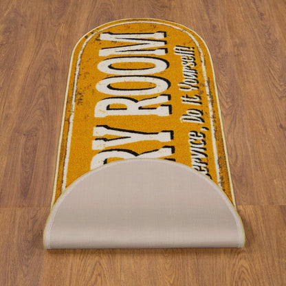 20" x 59" Oval Laundry Room Rug - Non-Slip Mat for Laundry & Mudroom - Durable, Stain-Resistant, and Easy to Clean Perfect for High-Traffic Areas - Runner Rug for Entryway Bathroom, Yellow