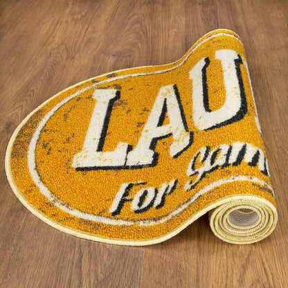 20" x 59" Oval Laundry Room Rug - Non-Slip Mat for Laundry & Mudroom - Durable, Stain-Resistant, and Easy to Clean Perfect for High-Traffic Areas - Runner Rug for Entryway Bathroom, Yellow