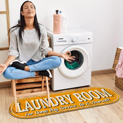 20" x 59" Oval Laundry Room Rug - Non-Slip Mat for Laundry & Mudroom - Durable, Stain-Resistant, and Easy to Clean Perfect for High-Traffic Areas - Runner Rug for Entryway Bathroom, Yellow