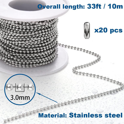 33ft Gold Chain for Jewelry Making Non-Tarnish 18K Gold Plated Stainless Steel Jewelry Chain for Jewelry Making Findings Supplies for Valentines Day Necklaces Earrings Bracelets DIY Crafts - 2mm Links