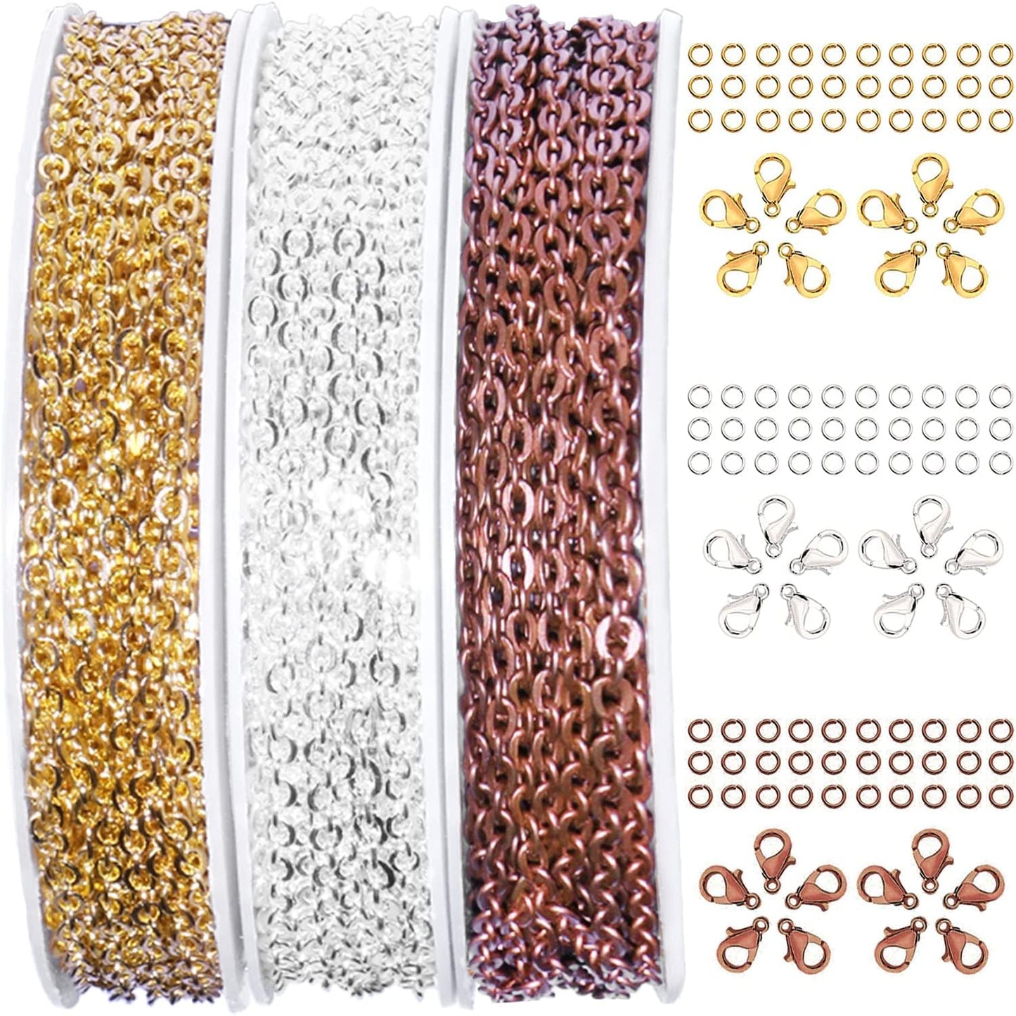 33ft Gold Chain for Jewelry Making Non-Tarnish 18K Gold Plated Stainless Steel Jewelry Chain for Jewelry Making Findings Supplies for Valentines Day Necklaces Earrings Bracelets DIY Crafts - 2mm Links
