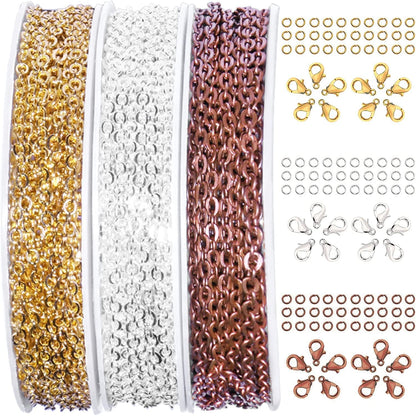 33ft Gold Chain for Jewelry Making Non-Tarnish 18K Gold Plated Stainless Steel Jewelry Chain for Jewelry Making Findings Supplies for Valentines Day Necklaces Earrings Bracelets DIY Crafts - 2mm Links