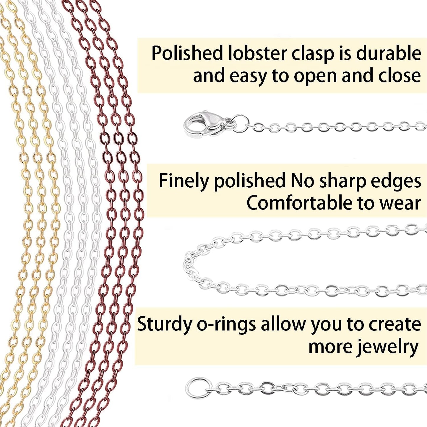 33ft Gold Chain for Jewelry Making Non-Tarnish 18K Gold Plated Stainless Steel Jewelry Chain for Jewelry Making Findings Supplies for Valentines Day Necklaces Earrings Bracelets DIY Crafts - 2mm Links