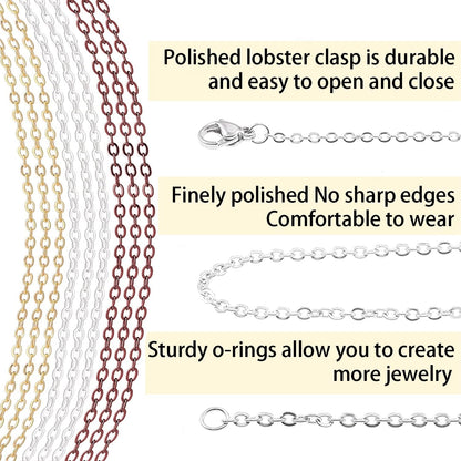 33ft Gold Chain for Jewelry Making Non-Tarnish 18K Gold Plated Stainless Steel Jewelry Chain for Jewelry Making Findings Supplies for Valentines Day Necklaces Earrings Bracelets DIY Crafts - 2mm Links