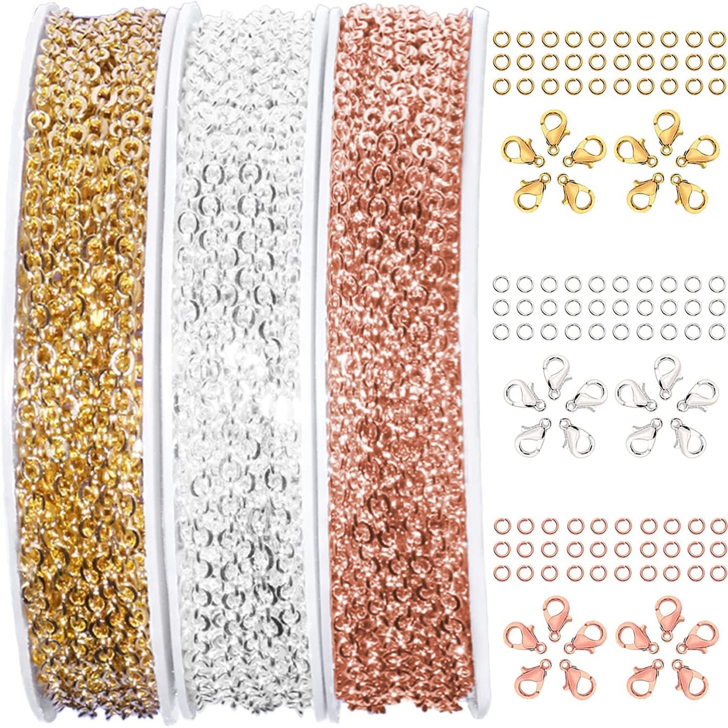 33ft Gold Chain for Jewelry Making Non-Tarnish 18K Gold Plated Stainless Steel Jewelry Chain for Jewelry Making Findings Supplies for Valentines Day Necklaces Earrings Bracelets DIY Crafts - 2mm Links