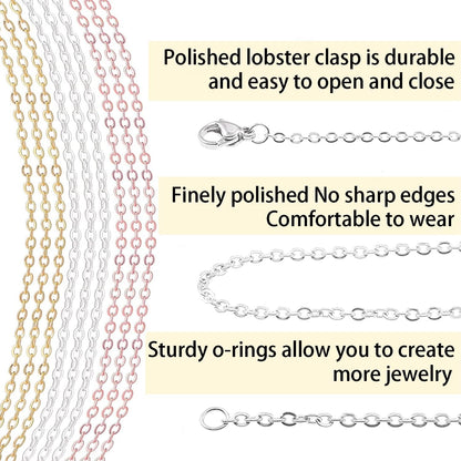 33ft Gold Chain for Jewelry Making Non-Tarnish 18K Gold Plated Stainless Steel Jewelry Chain for Jewelry Making Findings Supplies for Valentines Day Necklaces Earrings Bracelets DIY Crafts - 2mm Links