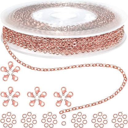 33ft Gold Chain for Jewelry Making Non-Tarnish 18K Gold Plated Stainless Steel Jewelry Chain for Jewelry Making Findings Supplies for Valentines Day Necklaces Earrings Bracelets DIY Crafts - 2mm Links