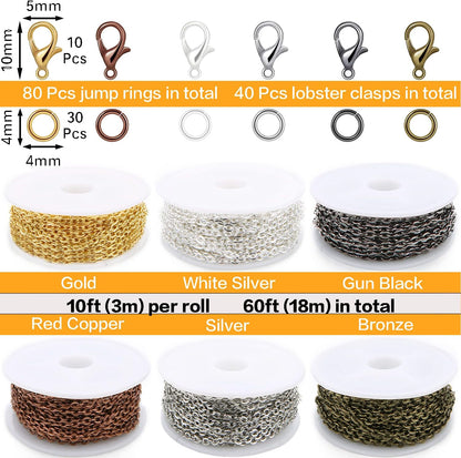 33ft Gold Chain for Jewelry Making Non-Tarnish 18K Gold Plated Stainless Steel Jewelry Chain for Jewelry Making Findings Supplies for Valentines Day Necklaces Earrings Bracelets DIY Crafts - 2mm Links