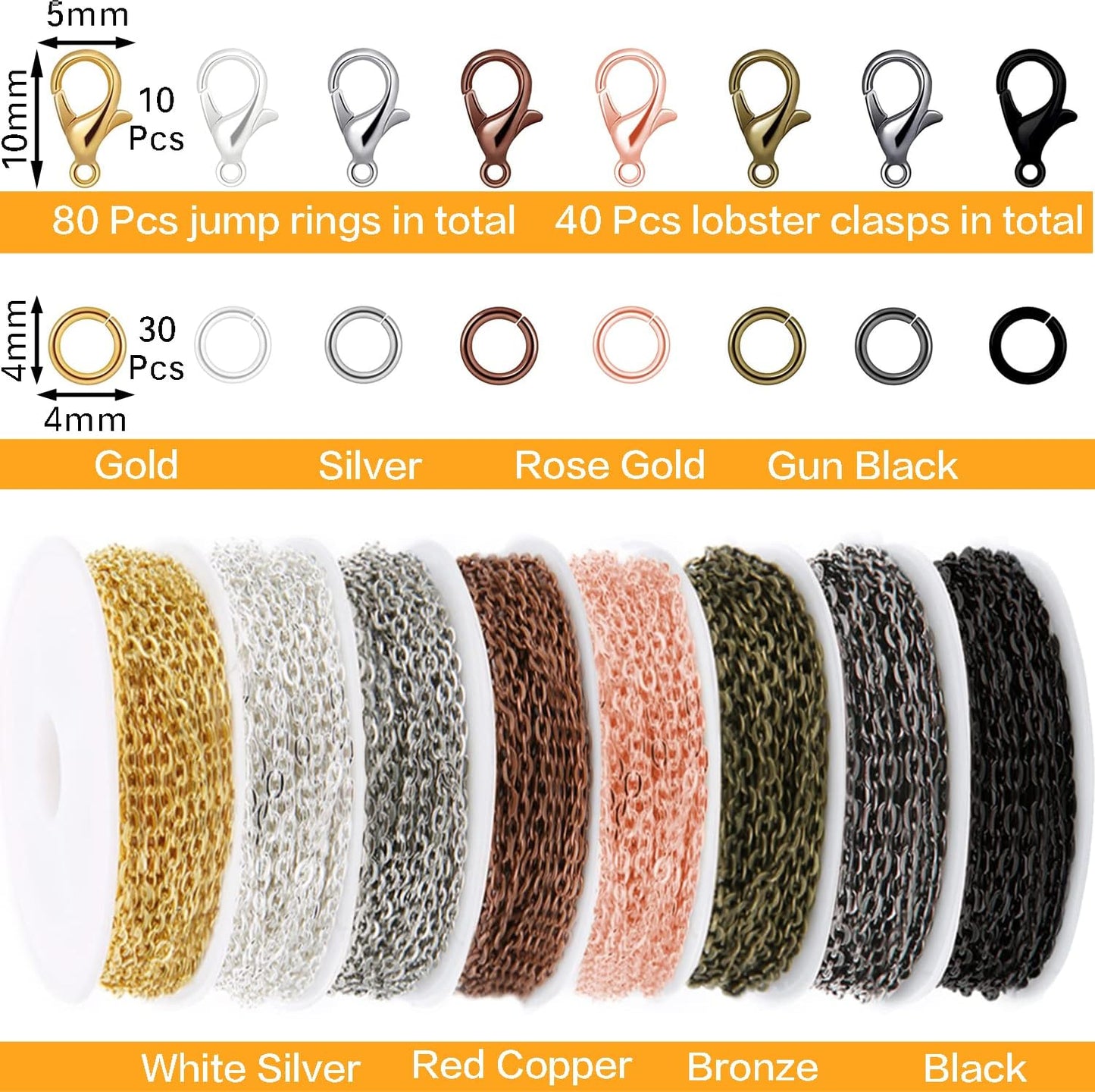 33ft Gold Chain for Jewelry Making Non-Tarnish 18K Gold Plated Stainless Steel Jewelry Chain for Jewelry Making Findings Supplies for Valentines Day Necklaces Earrings Bracelets DIY Crafts - 2mm Links