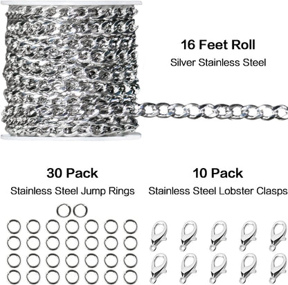33ft Gold Chain for Jewelry Making Non-Tarnish 18K Gold Plated Stainless Steel Jewelry Chain for Jewelry Making Findings Supplies for Valentines Day Necklaces Earrings Bracelets DIY Crafts - 2mm Links