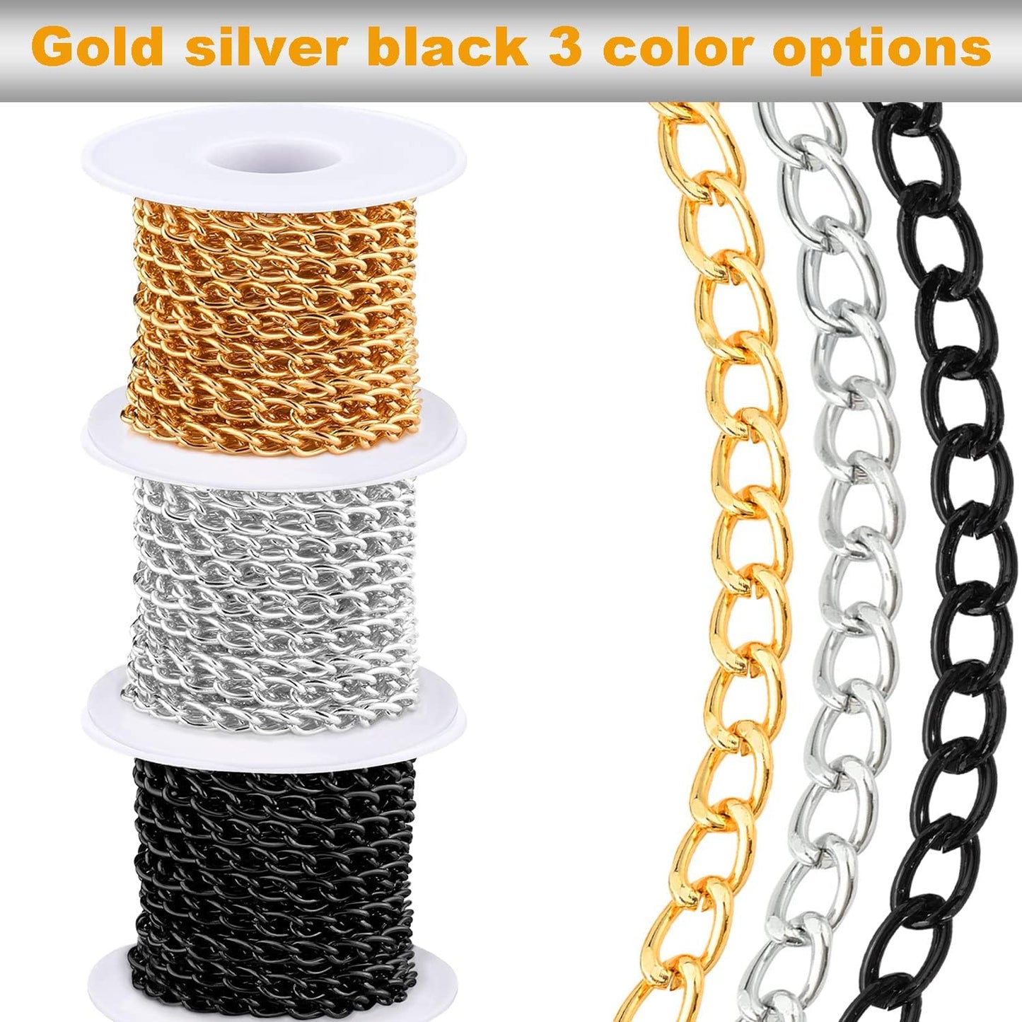 33ft Gold Chain for Jewelry Making Non-Tarnish 18K Gold Plated Stainless Steel Jewelry Chain for Jewelry Making Findings Supplies for Valentines Day Necklaces Earrings Bracelets DIY Crafts - 2mm Links