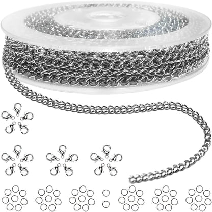 33ft Gold Chain for Jewelry Making Non-Tarnish 18K Gold Plated Stainless Steel Jewelry Chain for Jewelry Making Findings Supplies for Valentines Day Necklaces Earrings Bracelets DIY Crafts - 2mm Links