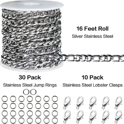33ft Gold Chain for Jewelry Making Non-Tarnish 18K Gold Plated Stainless Steel Jewelry Chain for Jewelry Making Findings Supplies for Valentines Day Necklaces Earrings Bracelets DIY Crafts - 2mm Links