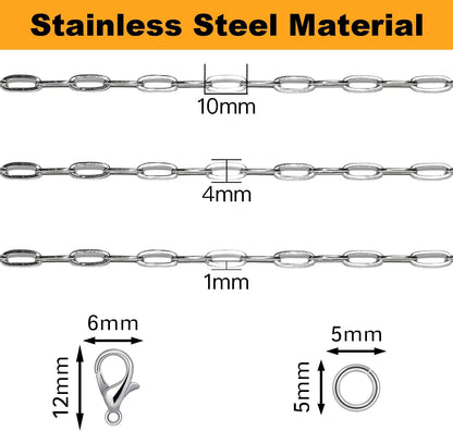 33ft Gold Chain for Jewelry Making Non-Tarnish 18K Gold Plated Stainless Steel Jewelry Chain for Jewelry Making Findings Supplies for Valentines Day Necklaces Earrings Bracelets DIY Crafts - 2mm Links
