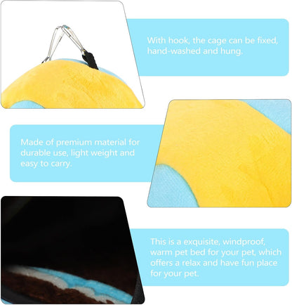 Small Animal Pet Nest Warm House with Soft Cotton Bedding, Yellow Hamster Hideout Bed for Guinea Pigs, Squirrels, Sugar Gliders, and Chinchillas in Winter