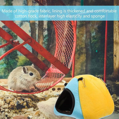 Small Animal Pet Nest Warm House with Soft Cotton Bedding, Yellow Hamster Hideout Bed for Guinea Pigs, Squirrels, Sugar Gliders, and Chinchillas in Winter
