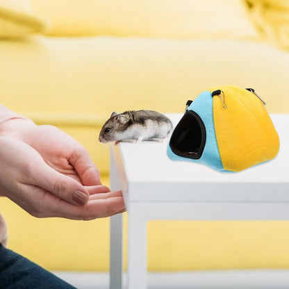 Small Animal Pet Nest Warm House with Soft Cotton Bedding, Yellow Hamster Hideout Bed for Guinea Pigs, Squirrels, Sugar Gliders, and Chinchillas in Winter