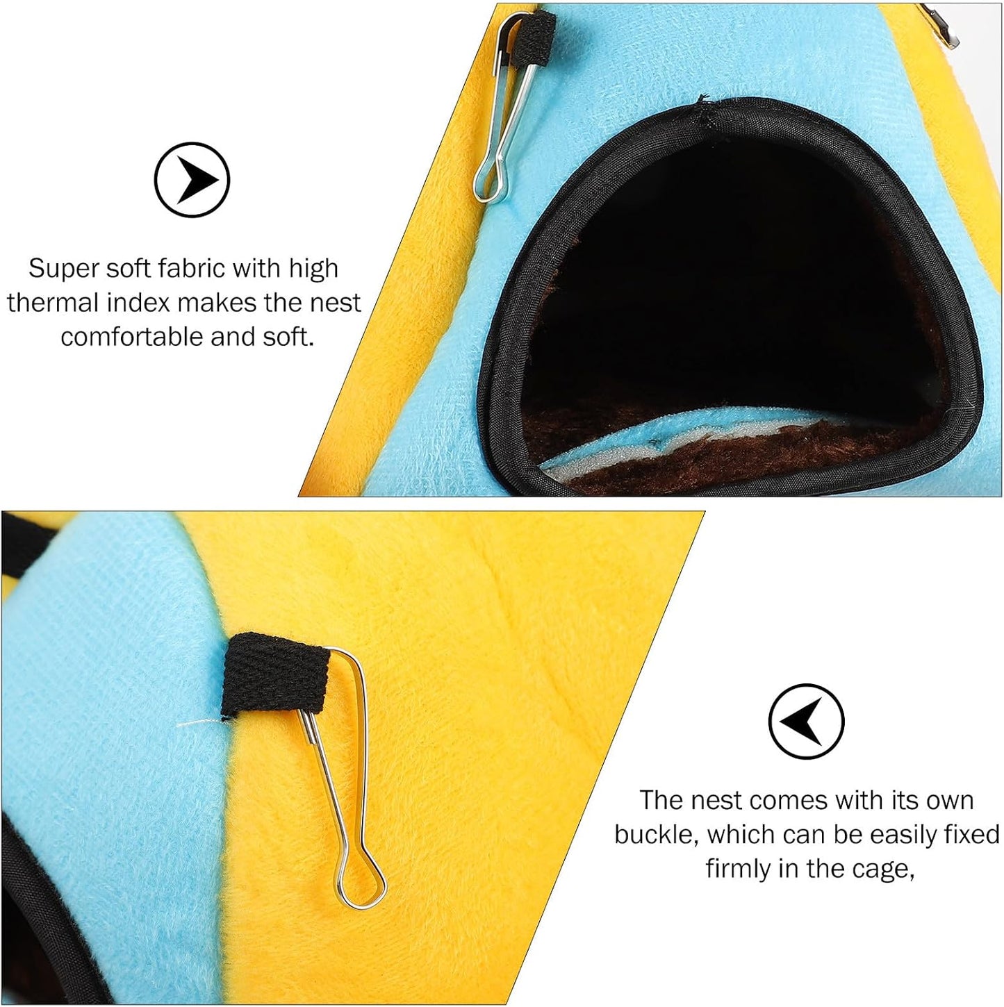 Small Animal Pet Nest Warm House with Soft Cotton Bedding, Yellow Hamster Hideout Bed for Guinea Pigs, Squirrels, Sugar Gliders, and Chinchillas in Winter
