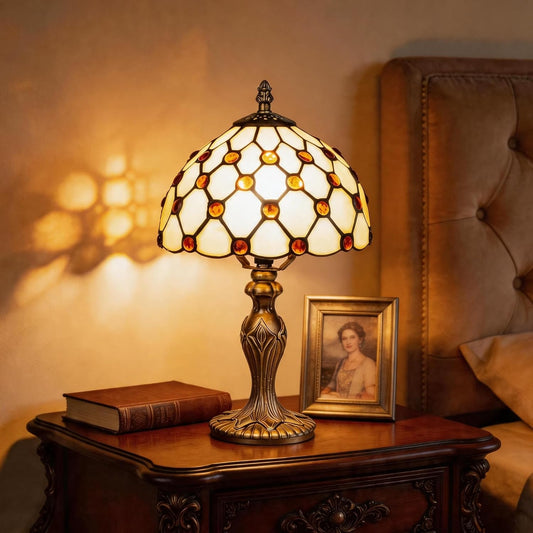 8" Tiffany Lamp,Small Stained Glass Lamp,Handmade Desk Bedside Tiffany Style Table Lamp for Living Room,Bedroom and Study,Ideal Art Gift for Family & Friends