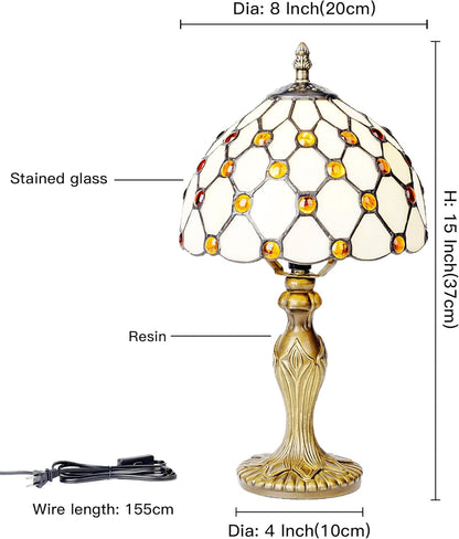 8" Tiffany Lamp,Small Stained Glass Lamp,Handmade Desk Bedside Tiffany Style Table Lamp for Living Room,Bedroom and Study,Ideal Art Gift for Family & Friends