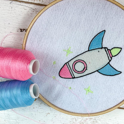 Glow in the Dark Embroidery Thread, 1000M, Yellow | Glow in the dark embroidery thread adds luminous detail to designs. Works with embroidery and sewing machines.