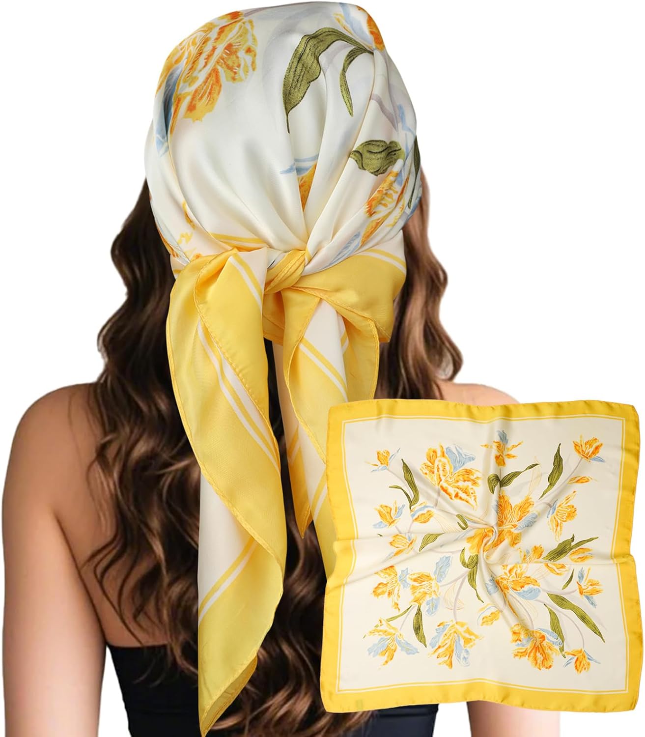 Head Hair Scarf for Women Like Satin Silk Scarf Bandana | Hair Wrapping Night, Large Square Scarves 27.5", Fashion Neck Scarves
