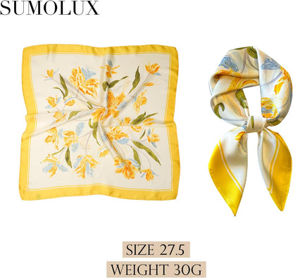 Head Hair Scarf for Women Like Satin Silk Scarf Bandana | Hair Wrapping Night, Large Square Scarves 27.5", Fashion Neck Scarves