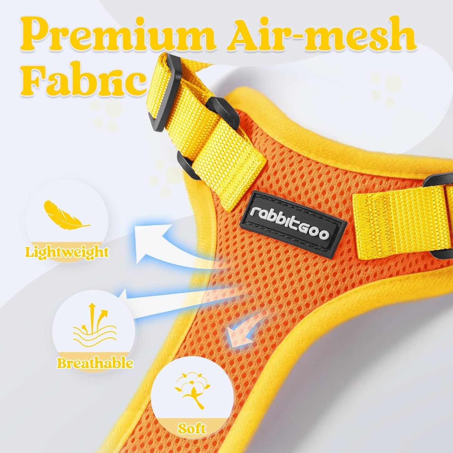 Cat Harness and Leash Set, Escape Proof, Orange & Yellow | Adjustable Fit, Snap Buckles, Soft Breathable Vest, Secure Clip, Reflective Strips, for Small & Average Cats Walks, Xs