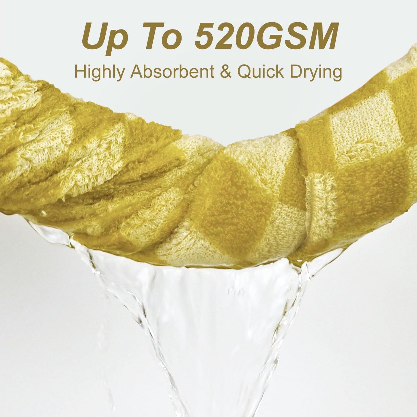 Luxury Bath Towels - Pack of 2 Cotton Fall Bathroom Towels Sets for Body Drying 55x27.5 Inches, Mustard Yellow Checkered
