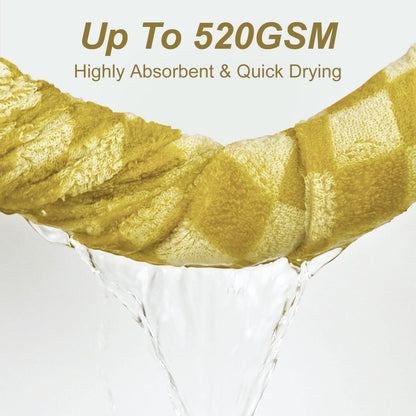 Luxury Bath Towels - Pack of 2 Cotton Fall Bathroom Towels Sets for Body Drying 55x27.5 Inches, Mustard Yellow Checkered