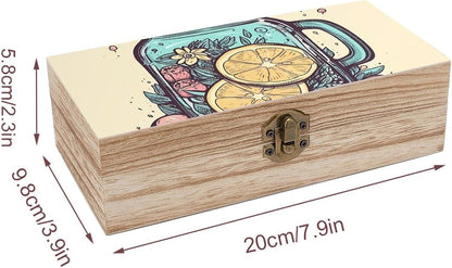 Lemon Slices in Cup Wooden Storage Box Large Keepsake Box with Hinged Lid Rustic Wood Gift Boxes Christmas Gift Present for Home Decorations Office Storage Box