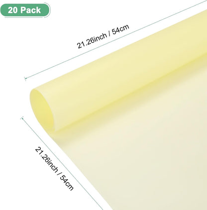 20 Sheets Flower Wrapping Paper Bouquet, 23 Inch Light Yellow BOPP Waterproof Floral Wrapping Paper Flower Packaging DIY for Wedding/Party/Birthday/Gift Bouquet Wrap Paper