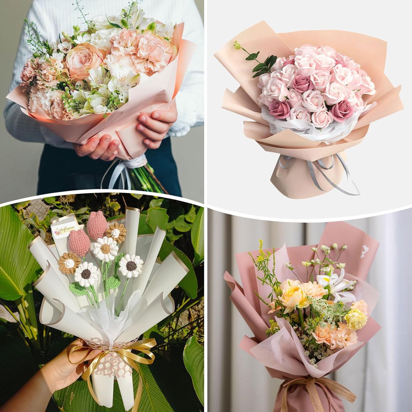 20 Sheets Flower Wrapping Paper Bouquet, 23 Inch Light Yellow BOPP Waterproof Floral Wrapping Paper Flower Packaging DIY for Wedding/Party/Birthday/Gift Bouquet Wrap Paper