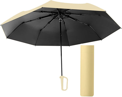 Three Folding Umbrella with Rings Buckle Sturdy Large Multifunction Portable Travel Umbrella for Outdoor Activities