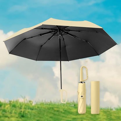 Three Folding Umbrella with Rings Buckle Sturdy Large Multifunction Portable Travel Umbrella for Outdoor Activities