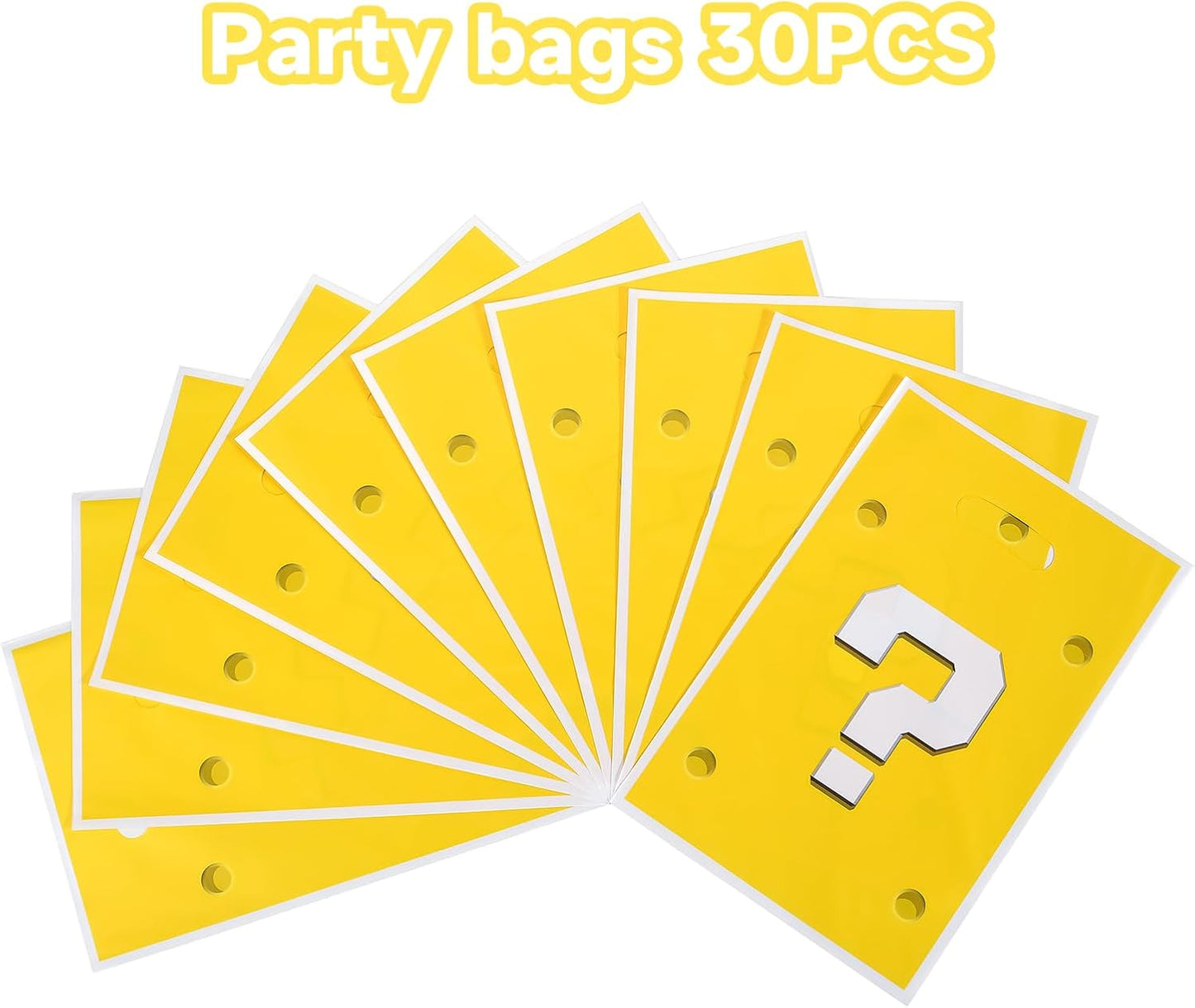 30PCS Question Mark Party Favor Bags, Yellow Video Game Goodie Candy Bags for Birthday Decoration