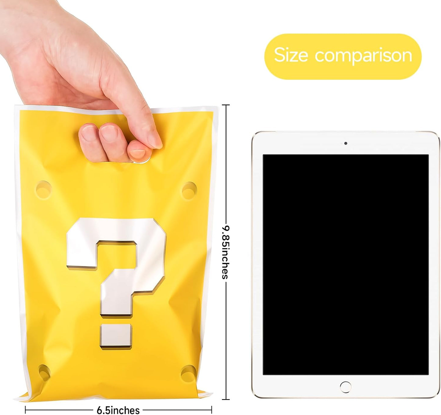 30PCS Question Mark Party Favor Bags, Yellow Video Game Goodie Candy Bags for Birthday Decoration